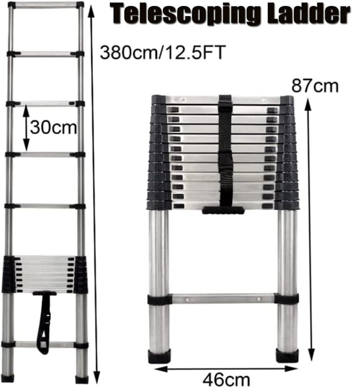 Teleskopleiter Stehleiter Anlegeleiter Ausziehleiter 3.8m Ladder 150kg Stabil