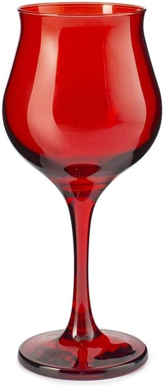 Trade Shop - SET 6 CALICI VINO ROSSO 37 CL FORMA TULIPANO VETRO ROSSO FESTIVAL FÜR NATA BRINDISH -