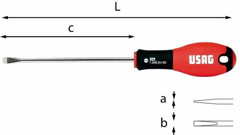 Usag U03220012 Schraubendreher für Schlitzschrauben 1x55x125 230mm