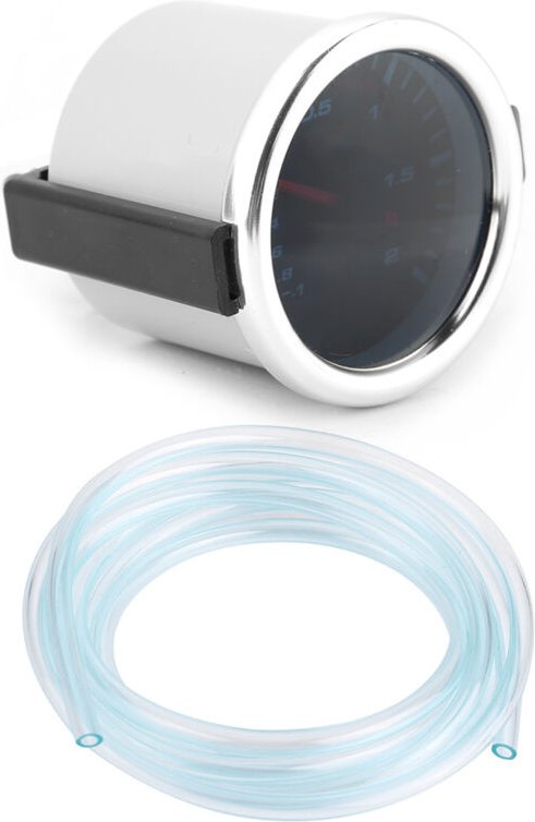 CFTGIW 2 Zoll (50 mm) Universal-Auto-LED-Turbo-Boost-Boost-Druckknopf, 12V-Tachometer-Balkenzeiger für getönte Linsen be...