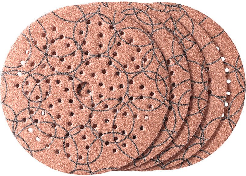 Schleifscheibe ø 125 mm aus Korund mit antistatischer Beschichtung, Körnung 80, Universallochung, Vollkunstharz-Verleimu...