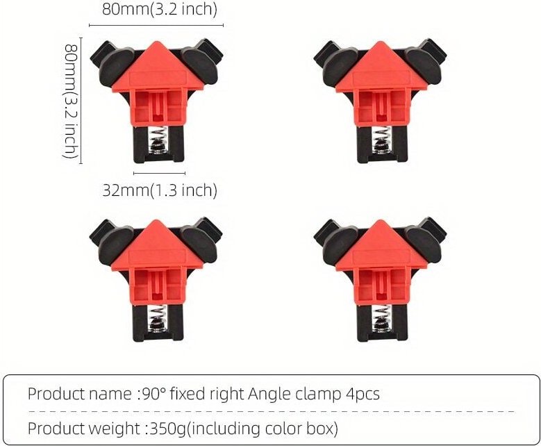 4 Stück 90-Grad-Eckklemmen Tischler-Eckklemme, Eckklemmen-Fix-Clip-Werkzeug mit verstellbaren Handwerkzeugen