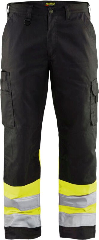 Hochsichtbare Arbeitshose 1564 - Schwarz/Neongelb S - FR(40) - SE(C46) - Normen