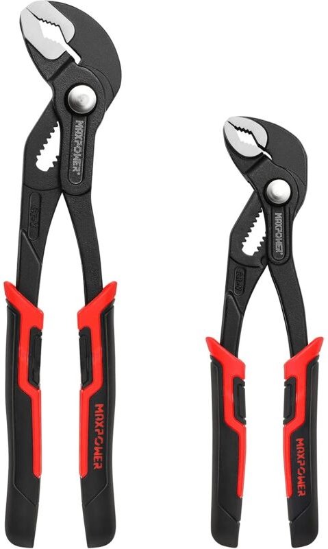 MAXPOWER 2 Stücke Wasserpumpenzange Set 190mm/250mm Rohrzange Set Profi Praktisch große Öffnungskapazität Pumpenzange Se...