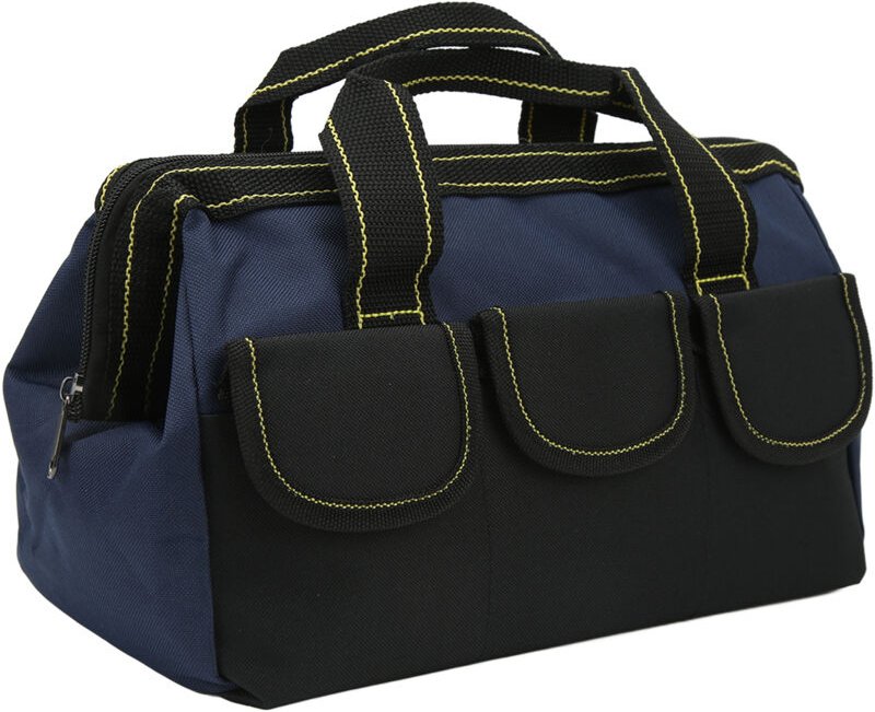 Werkzeugaufbewahrungstasche, große, robuste Werkzeugtasche für Zuhause (Schwarz/Blau).