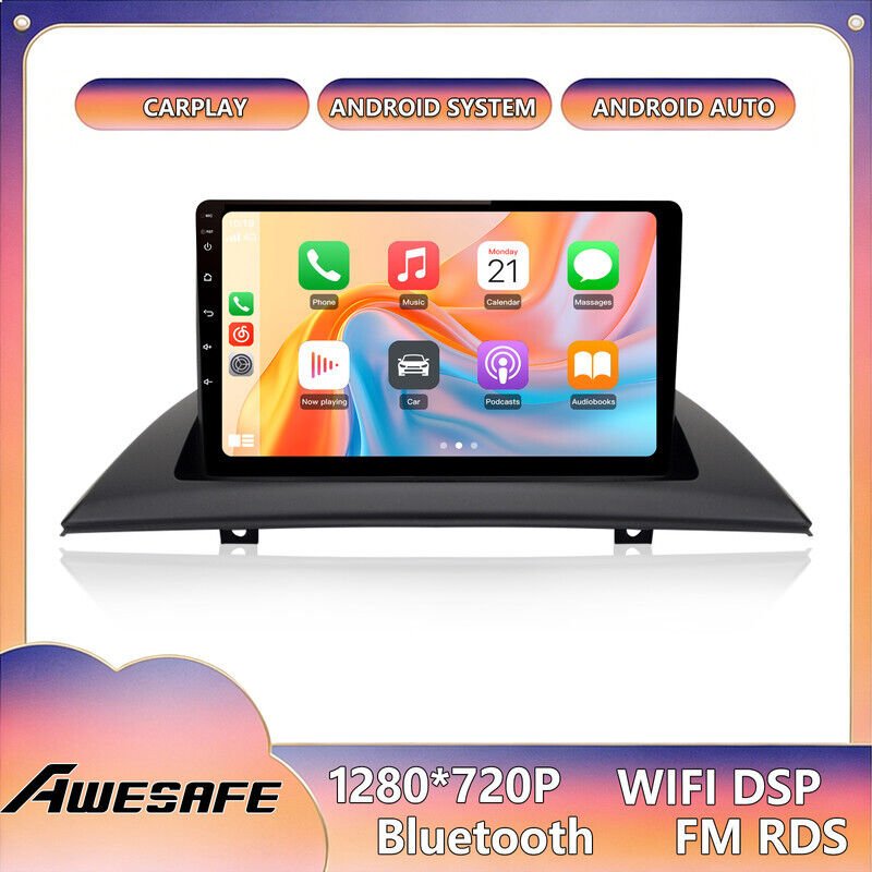 AWESAFE Autoradio Android 13 für BMW X3 E83 (2004-2012) mit 6GB+128GB 9'' Touchscreen CarPlay GPS Bluetooth Android Auto