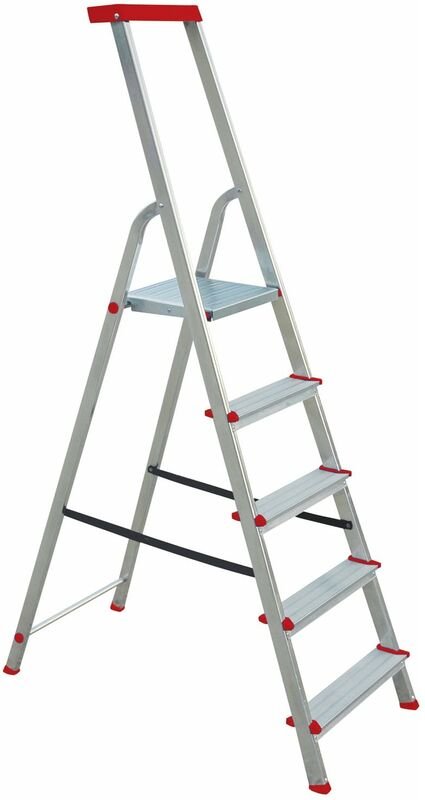 Inländische Aluminiumtreppen mit Oberfach - Alu steigen 131 von 3 bis 8 Schritten auf - 5 Gradini