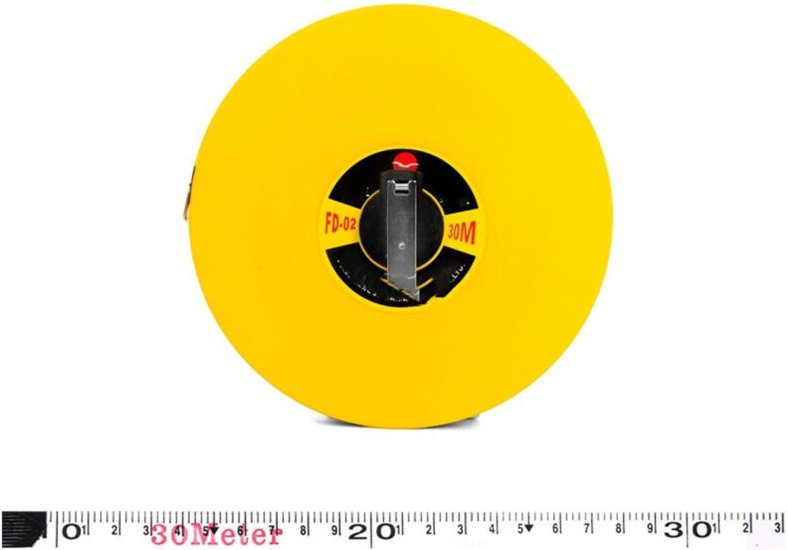 30 m fluoreszierendes gelbes Fiberglas-Maßband – PVC-Beschichtung – korrosionsbeständig – UV-beständig und nicht leitend...