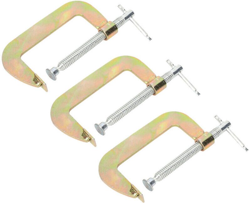 3-teilige C-Klemme, G-Klemmen-Set, robuste Holzbearbeitungsklemme, Schweißerhandgriff, Schreinerwerkzeug (2 Zoll)