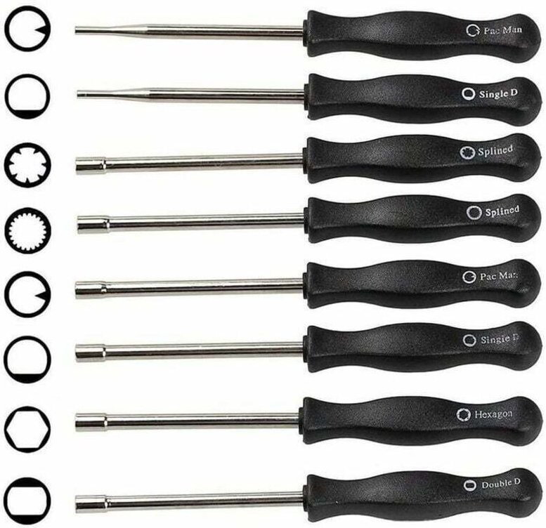 verschiedene Vergaserschraubendreher, Vergaser-Einstellwerkzeugsatz. Vergasereinstellung für Zweitaktmotoren.