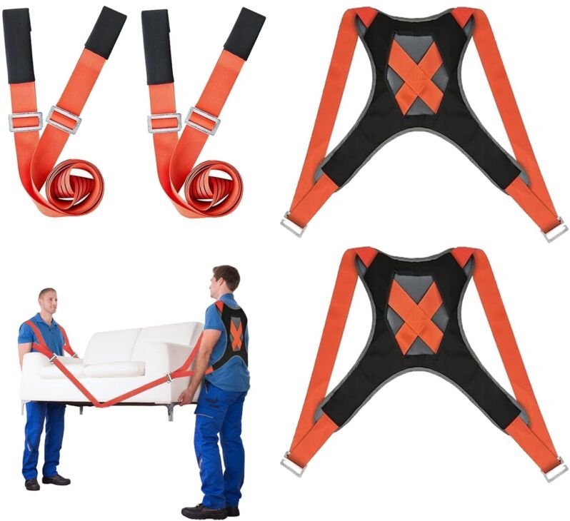 Tragegurte Umzug Kit Tragegurt für 2 Personen mit Schwamm-Weste, 800kg Hebegurt Umzugshelfer, Multifunktionaler Hebegurt...