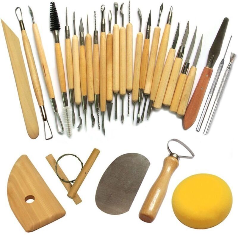 Töpferwerkzeug-Set, Tonmodellierwerkzeug, Meißel für Töpfer/Keramikkünstler, 30-teilig