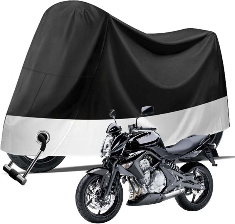 Motorradabdeckung, Schutzhülle aus 190T Polyester, wasserdichte Outdoor-Motorradabdeckung mit Befestigungslöchern, kälte...