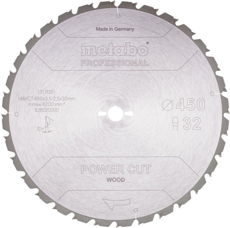 Sägeblatt power cut wood - professional, 450x30 Z32 tz 10° - Metabo