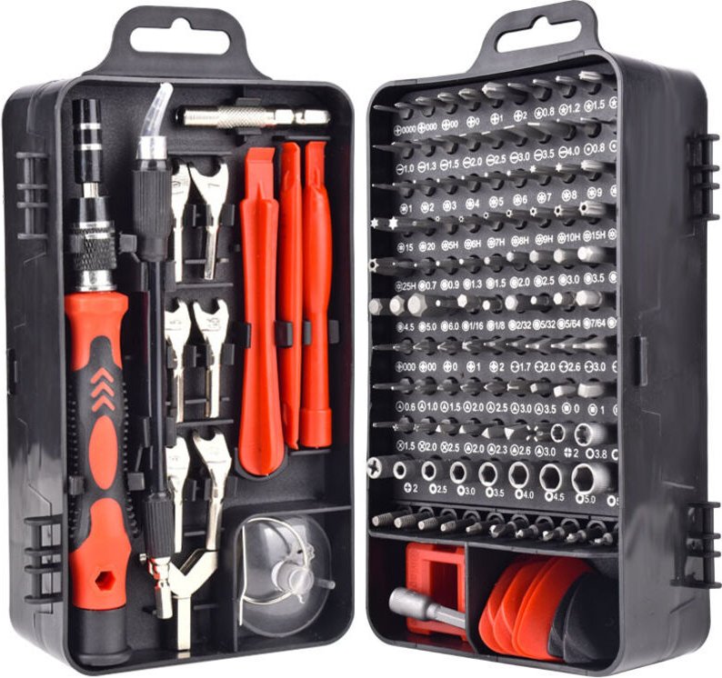 Mini Präzisionsmagnet-Schraubendreher-Set 135-in-1, Reparatur-Werkzeugset für iPhone, Laptop und Uhr mit Organizer, Rot