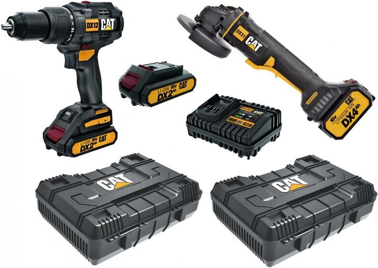 CAT - kit schlagbohrer DX12 schleifmaschine DX31B koffer und batterien 18 v erpillar