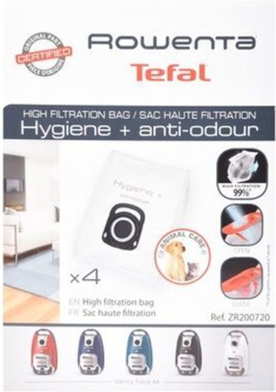 Satz von 4 geruchsneutralen beuteln mit hoher filtration für die stillekraft 4a - Rowenta - zr200720
