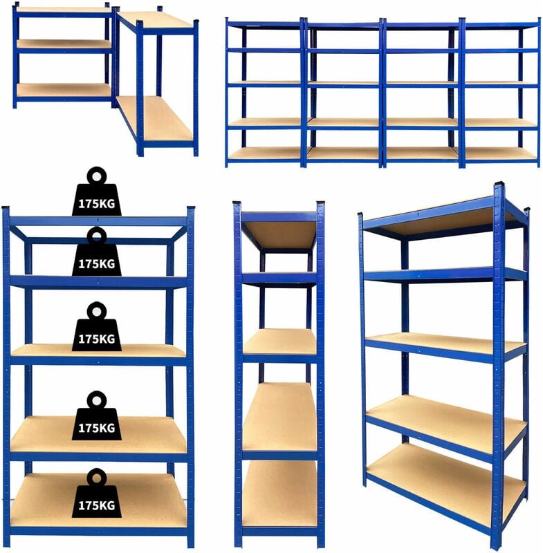 Lagerregal Schwerlastregal Steckregal 875kg Werkstattregal Kellerregal Metall,175cm Hoch
