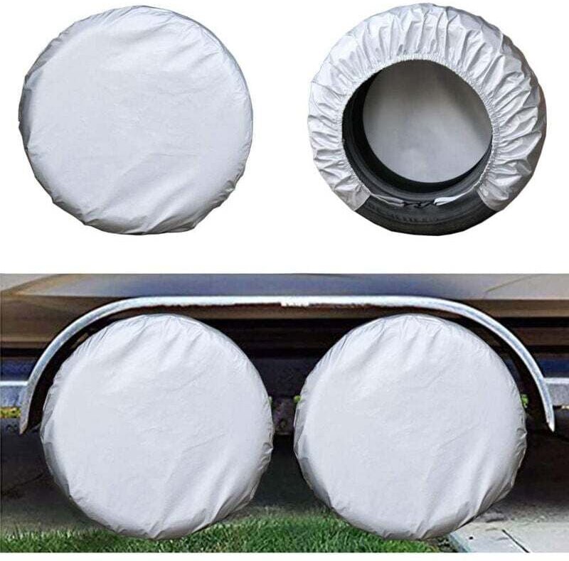 RV-Radreifenabdeckungen (4er-Pack, Silber), Oxford, wasserdichter UV-Sonnenschutz für LKW, Wohnmobil, Boot, Anhänger, Ca...