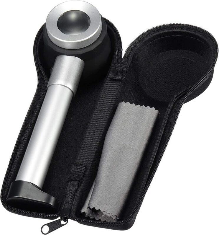 Hand 45X Falten Leinen Tester Metall Lupen Tuch Faden ZäHler Lupe mit Licht Kalibrierung