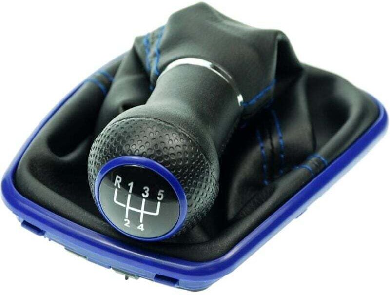 Schaltknauf und Schaltsack kompatibel mit VW Golf 4 und Bora 1997-2006 - 5-Gang - 23 mm - Schwarz/Blau - mit Rahmen - Ku...