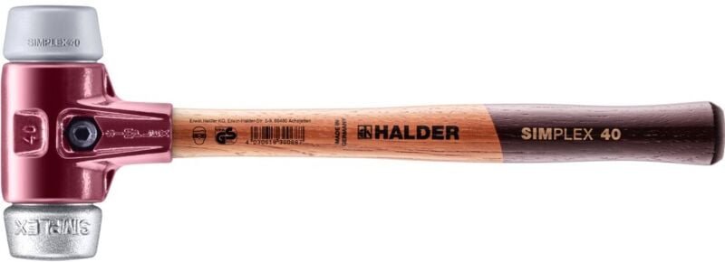 HALDER SIMPLEX Schonhammer Ø 40 mm TPE-mid grau / Weichmetall mit Tempergussgehäuse