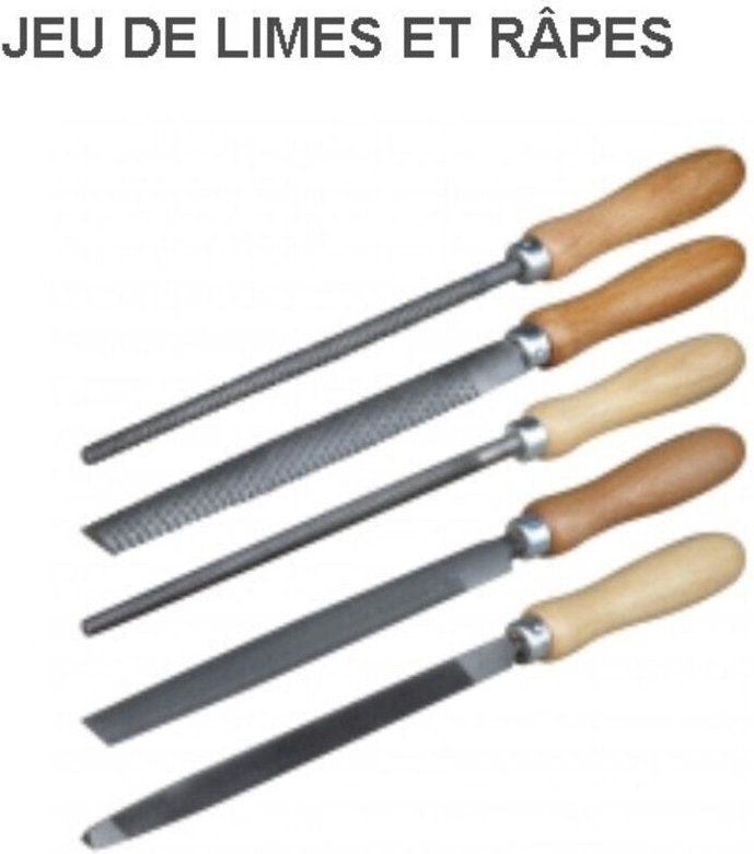 Outifrance - Satz von 5 Feilen der Bastard-Reibe: 1/2 rund + rund -