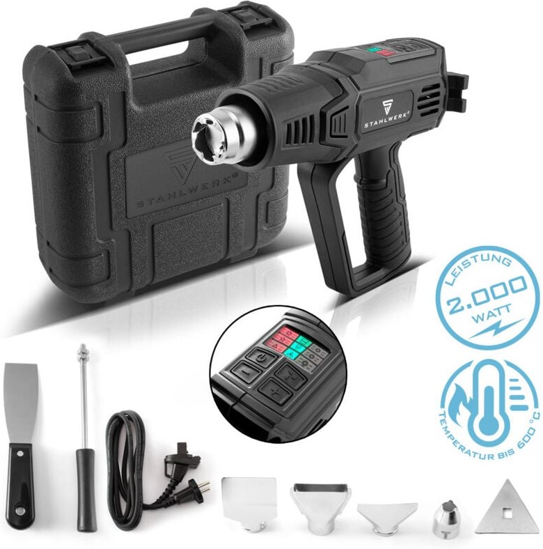 STAHLWERK HP-2000 PRO 2.000 Watt starke Heißluftpistole und Heißluftfön