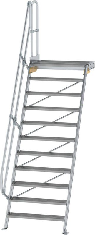 Treppe mit Plattform 60° Stufenbreite 1.000 mm 11 Stufen Aluminium geriffelt - 600411 - Günzburger Steigtechnik