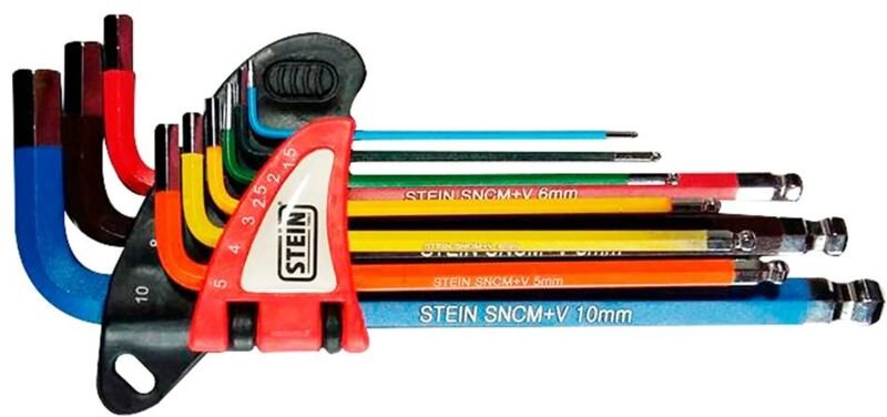 Alfa Dyser - Stein langer Kugelkopf-Cr-V-Inbusschlüsselsatz, 9-teilig, Farben