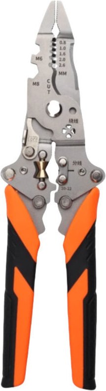 Multifunktionale Crimpzange, orange, 6 x 20,5 cm, Abisolierzange aus Kohlenstoffstahl, Crimpzange, Kabeltrenner, Drahtsc...