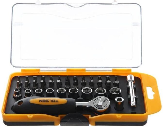 Set 30 Stuck 1/4" Ratsche Mit Stucken Und Gemischten Tolsen-Einsatzen