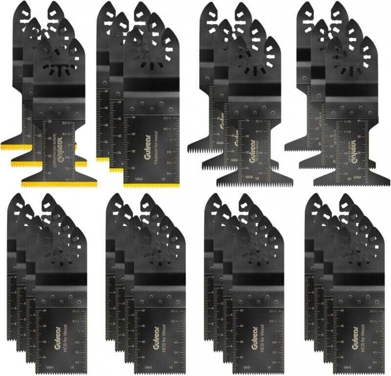 28 Pièces Lames Scie Oscillante Multifonction avec 6 Lames Titane Universelle pour Outils Oscillants