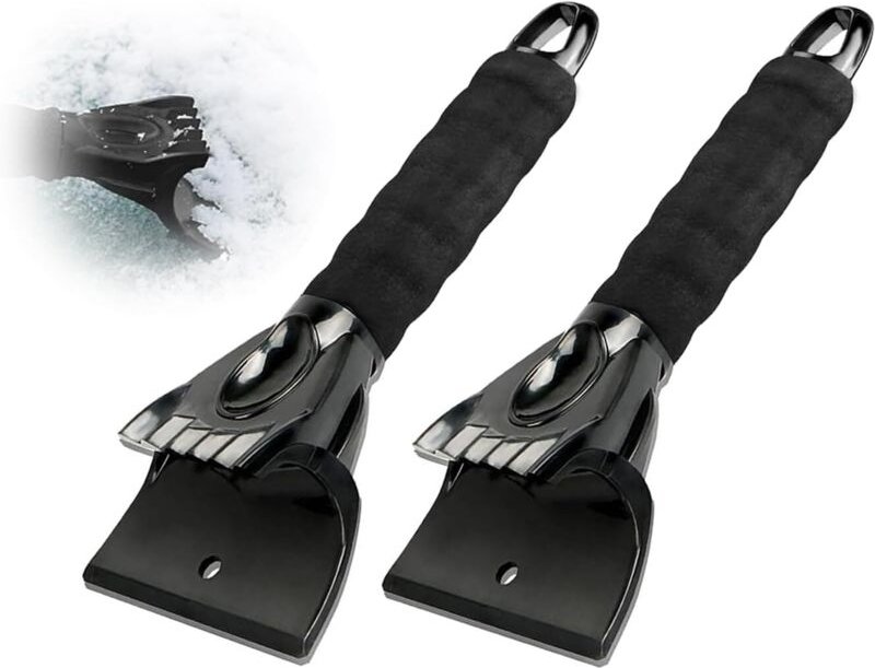 Eiskratzer für Autos, 2-teiliger Kunststoff-Schneekratzer mit rutschfestem Griff für Fenster, Glas, Duschtüren und Winds...