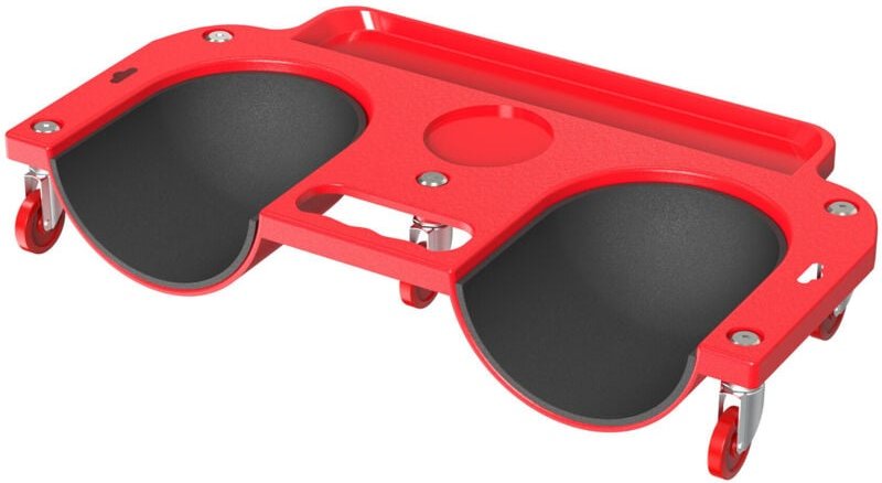 Relaxdays Knierollbrett, bis 150 kg, gelenkschonender Knieschoner auf Rollen, Werkzeugablage, BxT: 50 x 25,5 cm, rot