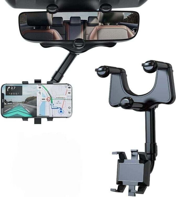 Auto-Handyhalterung für den Rückspiegel, 360° dreh- und ausziehbarer Autohalter für alle Smartphones