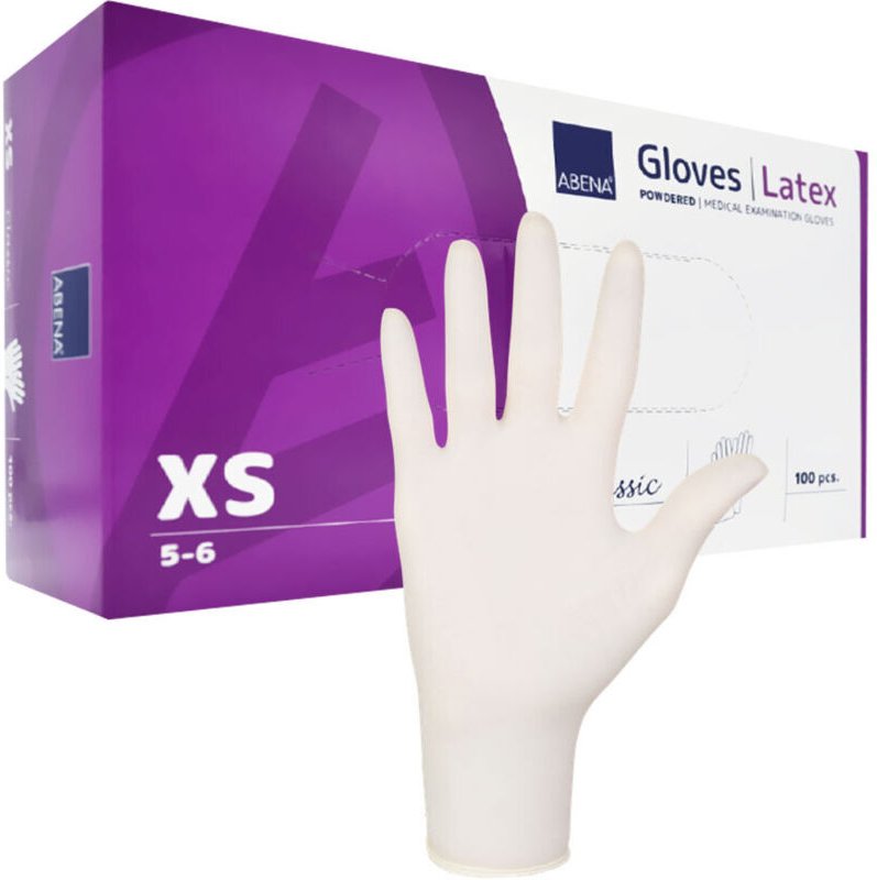 XS Abena Latexhandschuhe, 100 Stück, cremefarben