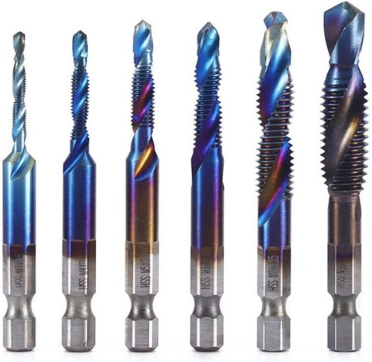 HSS-Titan-beschichteter Sechskantschaft, Schraubengewinde, metrische Gewindebohrer und Bohrer, Satz M3 M4 M5 M6 M8 M10 M...