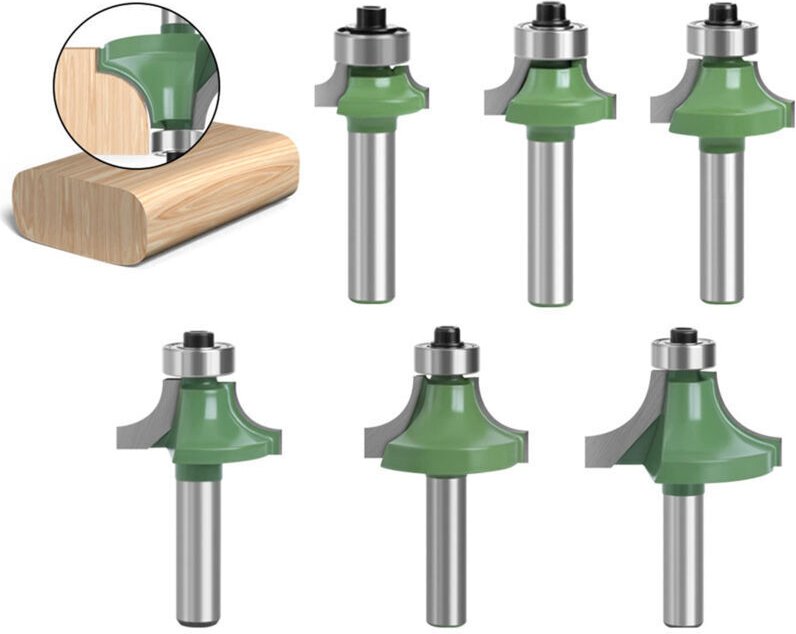 CHOYCLIT 6 Stück 8-mm-Holzfräser, Viertelrundfräser mit 8-mm-Schaft, Holzfräser, Rundnutfräser für die Holzbearbeitung (...