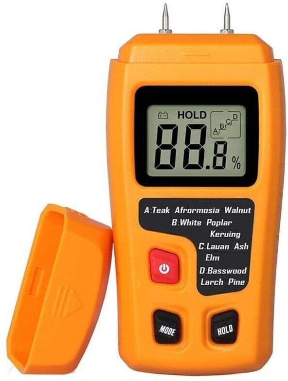 Tragbares Holzfeuchtemessgerät – LCD-Feuchtemessgerät – Zur Bestimmung der Holzfeuchte – Misst den Feuchtigkeitsgehalt v...