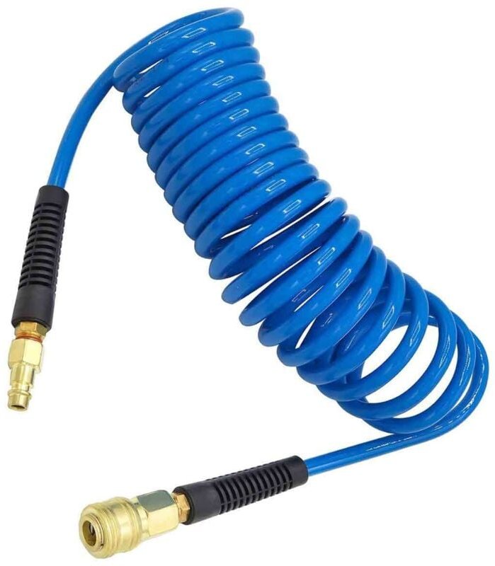 Druckluftschlauch PU 7,5 m lang, 6 mm Innendurchmesser x 11 mm Außendurchmesser mit Schnellkupplungen 1/4", Biegeradiusb...