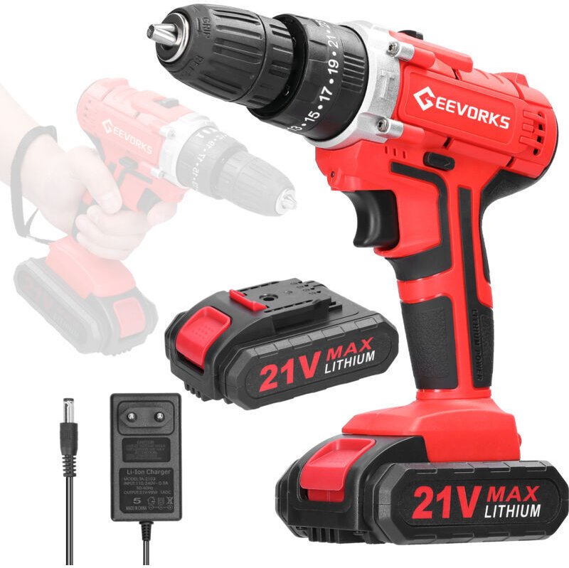 Vtizikl Visseuse Devisseuse Sans Fil 21V, Perceuse Visseuse Sans Fil avec 2 Batteries 1200mAh, 25+3 Réglages de Couple P...