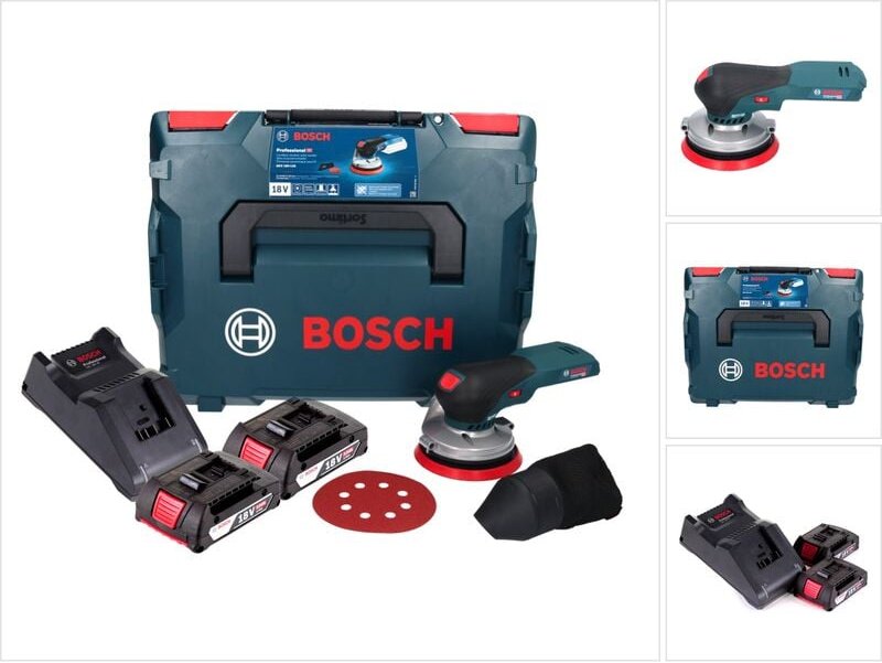 Bosch GEX 18V-125 Professional Akku Exzenterschleifer 18 V 125 mm Brushless + 2x Akku 2,0 Ah + Ladegerät + L-BOXX