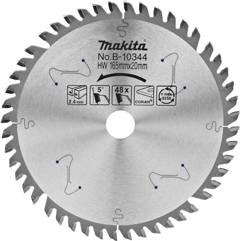 B-10344 Specialized TCT-Kreissägeblatt 165 x 20 mm 48T Corian - Makita