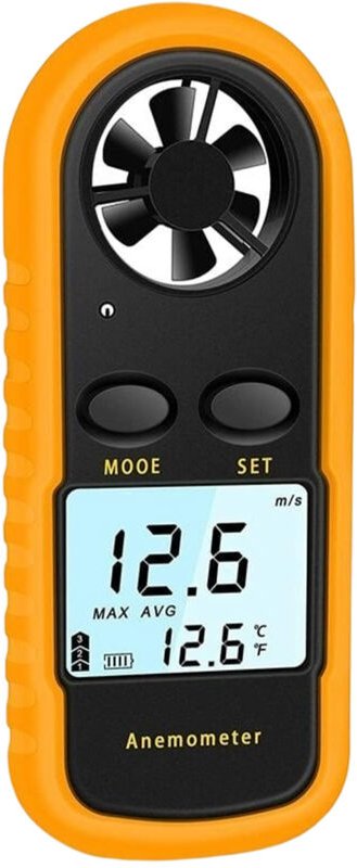 Hochpräzenter tragbarer digitaler Anemometer ±5 % – LCD-Rücklicht – 4-in-1 für Windgeschwindigkeit, Temperatur, Luftvolu...
