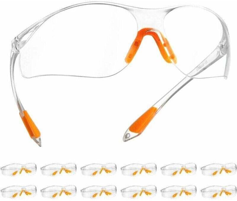 Schutzbrillen, 12er-Pack Sicherheitsbrillen mit klaren, beschlagfreien Gläsern. Geeignet für Gartenarbeit, Labor und Rad...