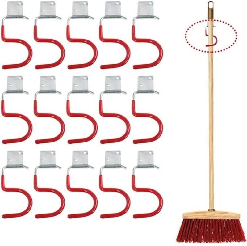 Set mit 15 Gartenwerkzeughaltern, Wandhaken zur Aufbewahrung in der Garage, Besen- und Gartenwerkzeughalter, Werkzeugorg...