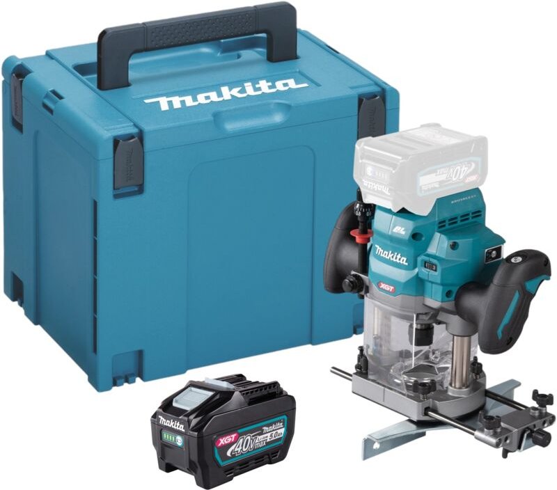 Makita RP 001 GT101 Akku Oberfräse 40 V max. 12 mm Brushless + 1x Akku 5,0 Ah + Makpac - ohne Ladegerät