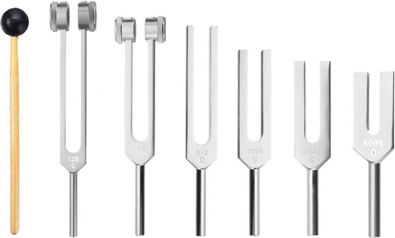 6 StüCke/SäTze 128 Hz 256 512 1024 2048 4096 Stimmgabel mit Hammer für Satz HeilgeräUsch Vibrationswerkzeug