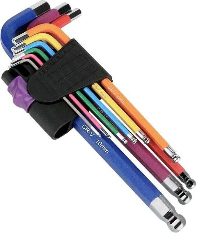 9-teiliges, mehrfarbiges Sechskantschlüssel-Set mit gewölbtem Sechskantkopf, professioneller Kugelkopf-Sechskantschlüsse...